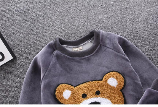 Baby Boy’s 3-Piece Bear Fleece Grey Set