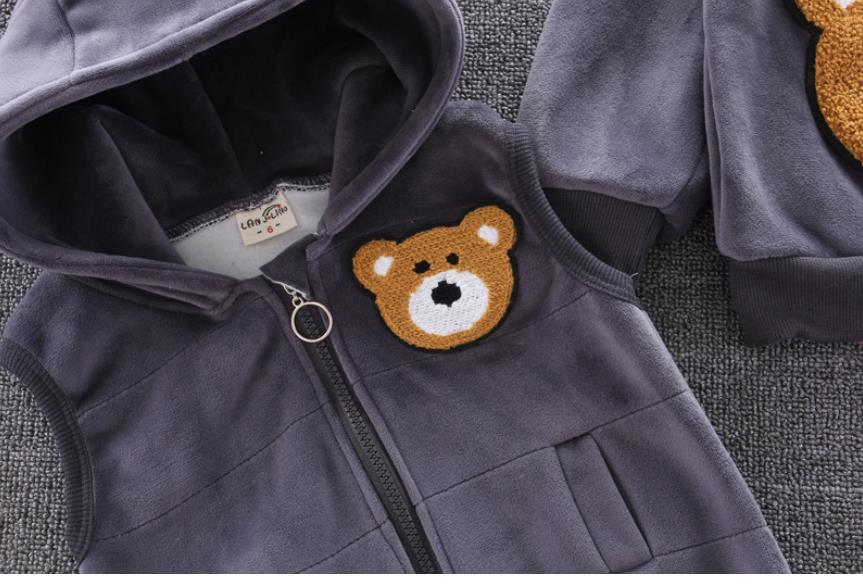 Baby Boy’s 3-Piece Bear Fleece Grey Set