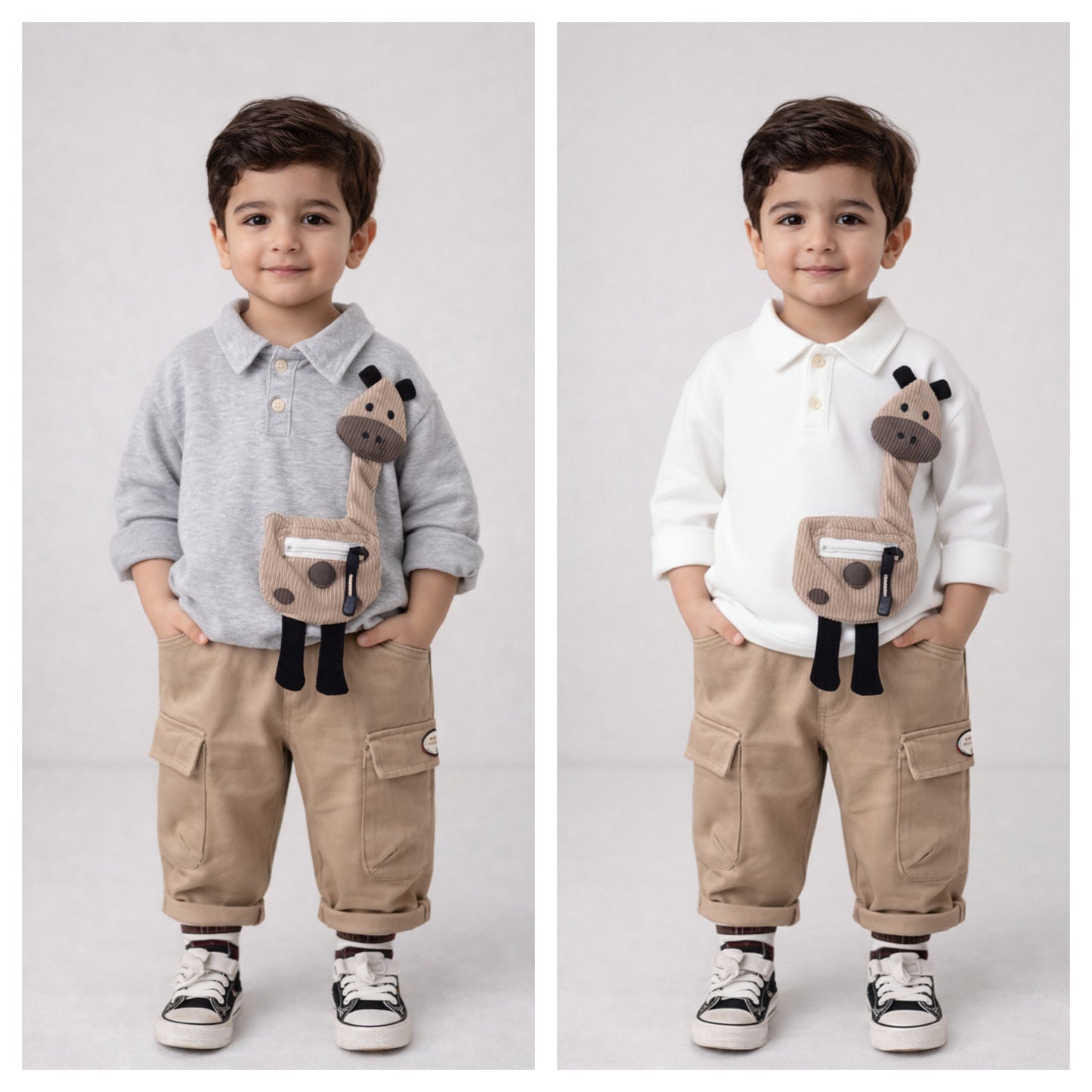 Eboo kids fashion set giraffe print stand collar 2pcs Set