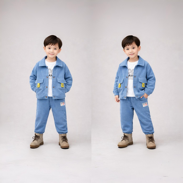 Baby BoyÃ¢??s Blue Corduroy Jacket & Pants Set