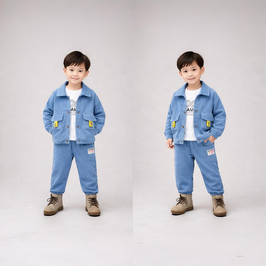 Baby Boy’s Blue Corduroy Jacket & Pants Set