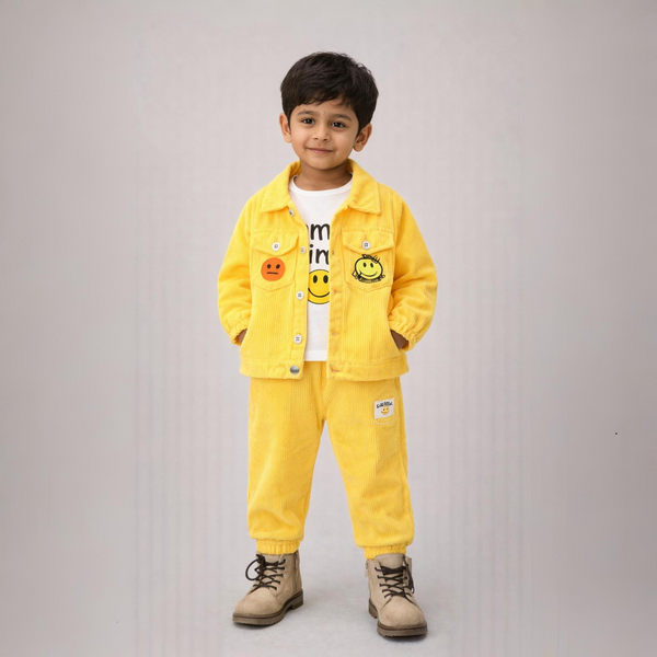 Baby BoyÃ¢??s Yellow Corduroy Jacket & Pants Set