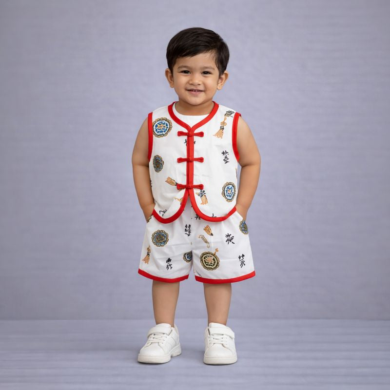 Chinese Style Baby Boy’s Vest & Shorts Set