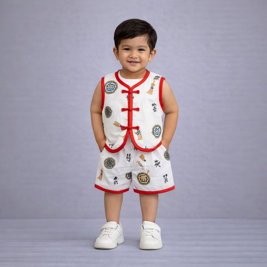 Chinese Style Baby Boy’s Vest & Shorts Set