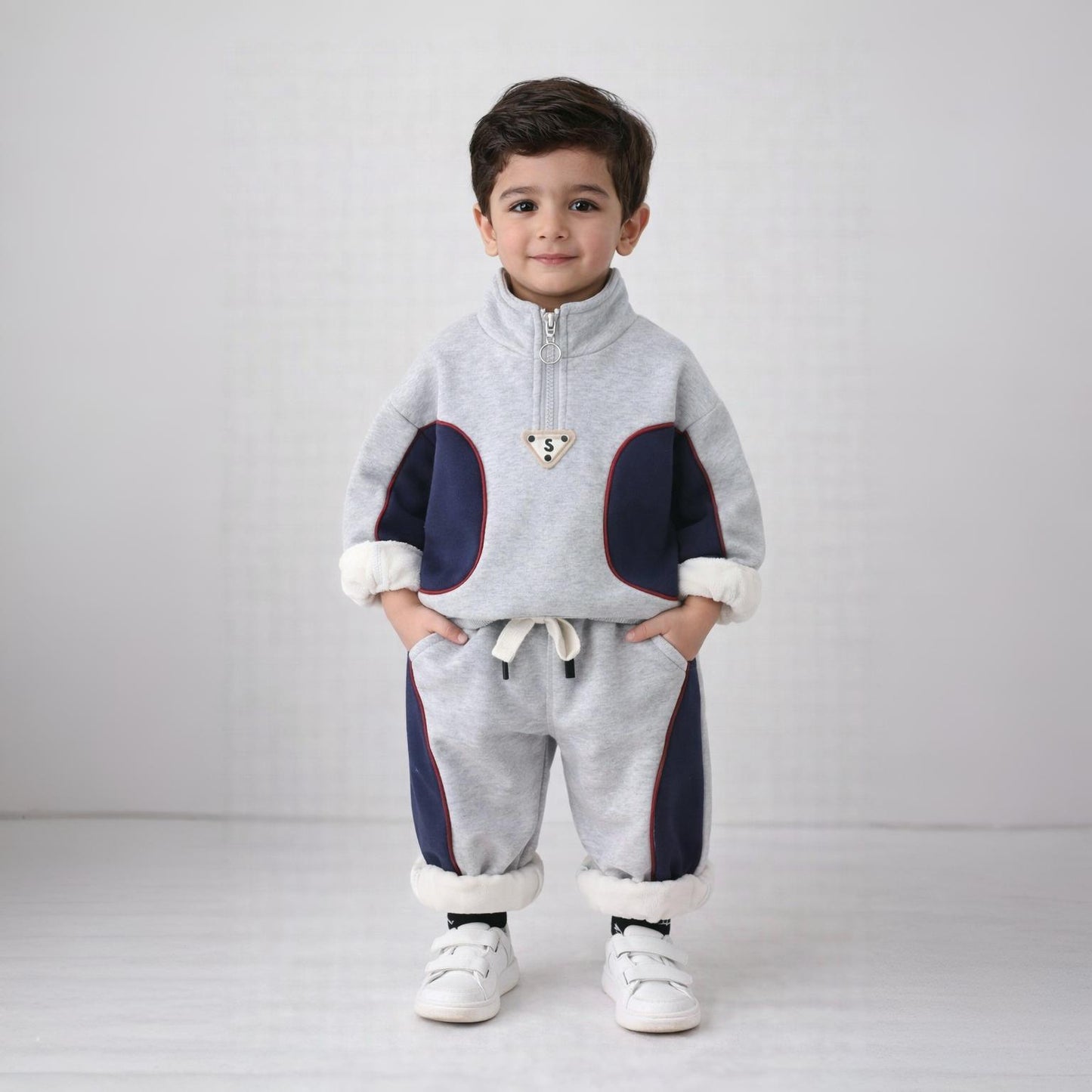 Eboo Boys Grey Colorblock Winter Co-Ord Set
