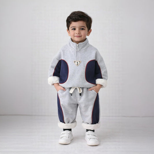 Eboo Boys Grey Colorblock Winter Co-Ord Set