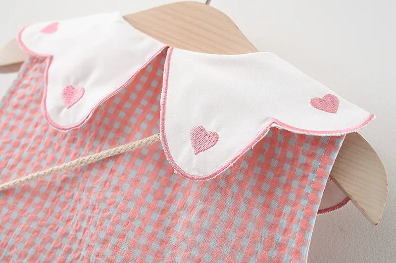 Eboo Baby Girls Sleeveless Heart Print Dress+Bag Set (Pink)
