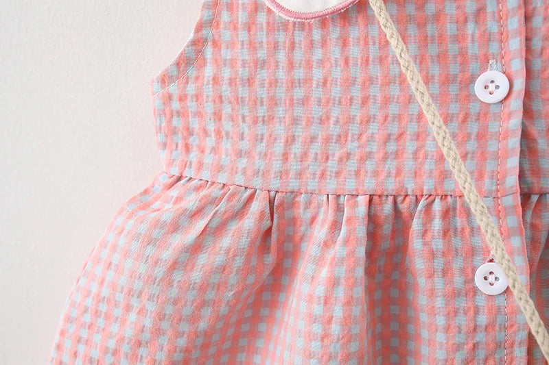 Eboo Baby Girls Sleeveless Heart Print Dress+Bag Set (Pink)