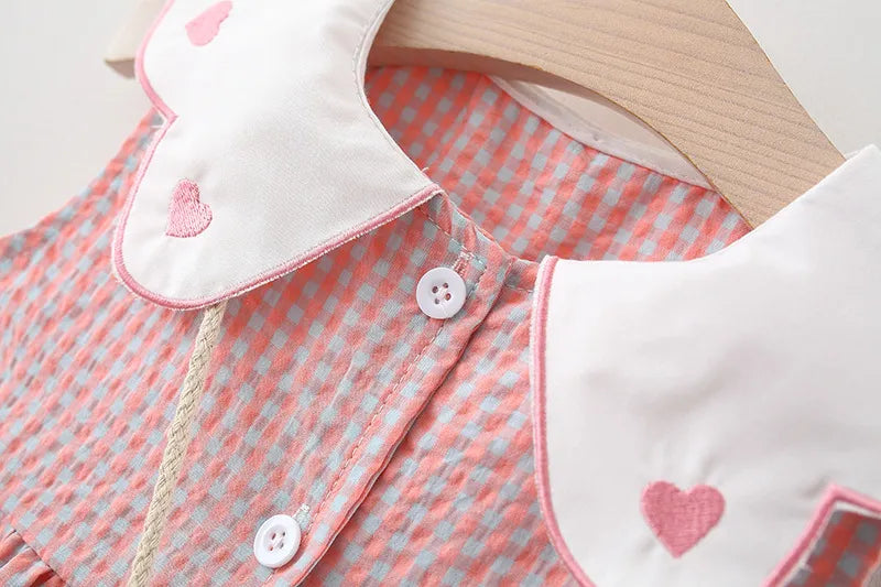 Eboo Baby Girls Sleeveless Heart Print Dress+Bag Set (Pink)