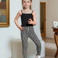 Eboo Girl Houndstooth Print Open Front Coat With Cami Top & Leggings