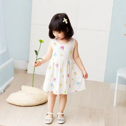 Eboo White Baby Girl Sundress with Crown Print