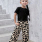 Eboo leopard print short sleeve suit girls round neck short
