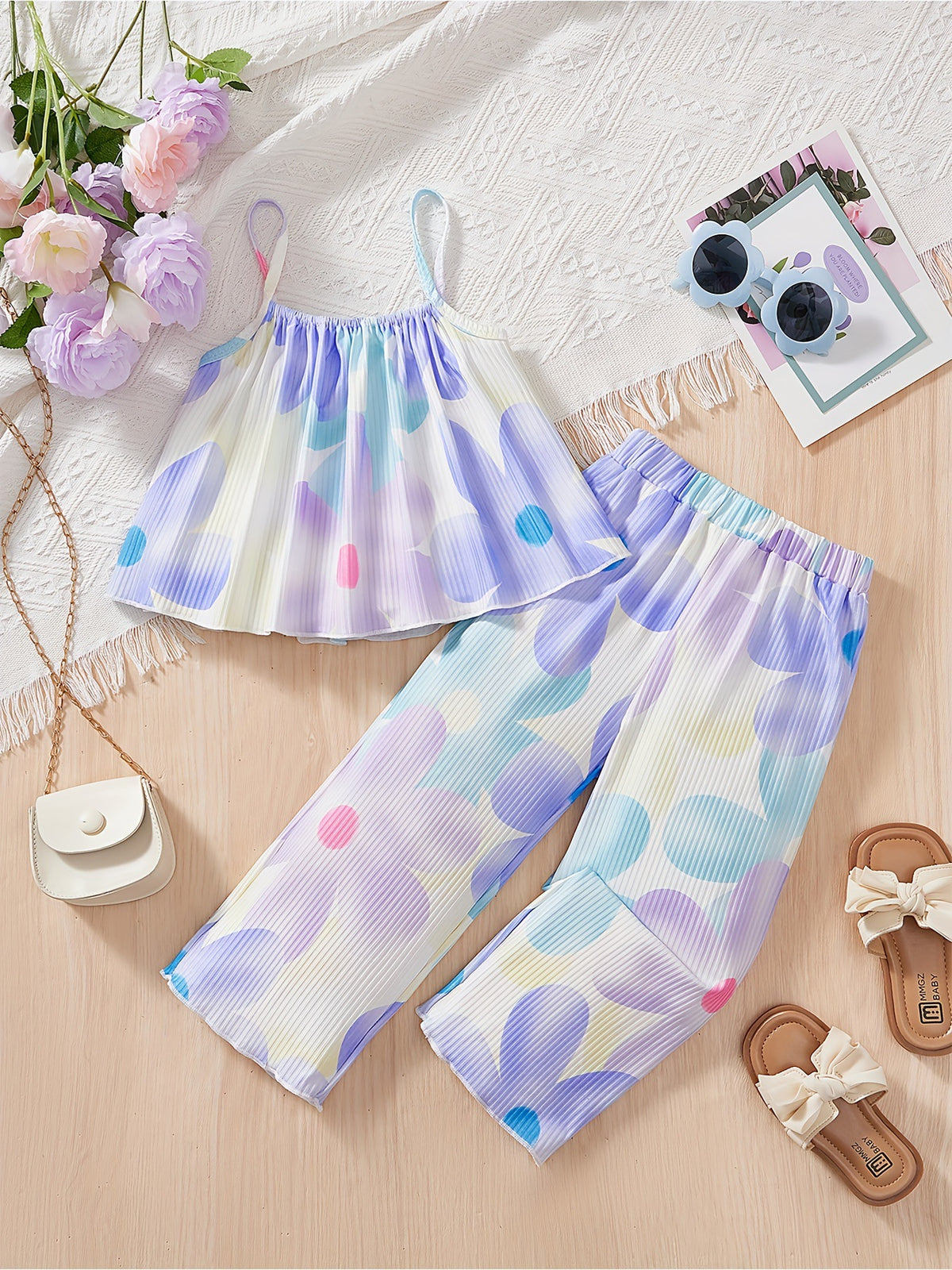 Eboo Girls Printed Top with Trousers - Clothing Set for Girls.