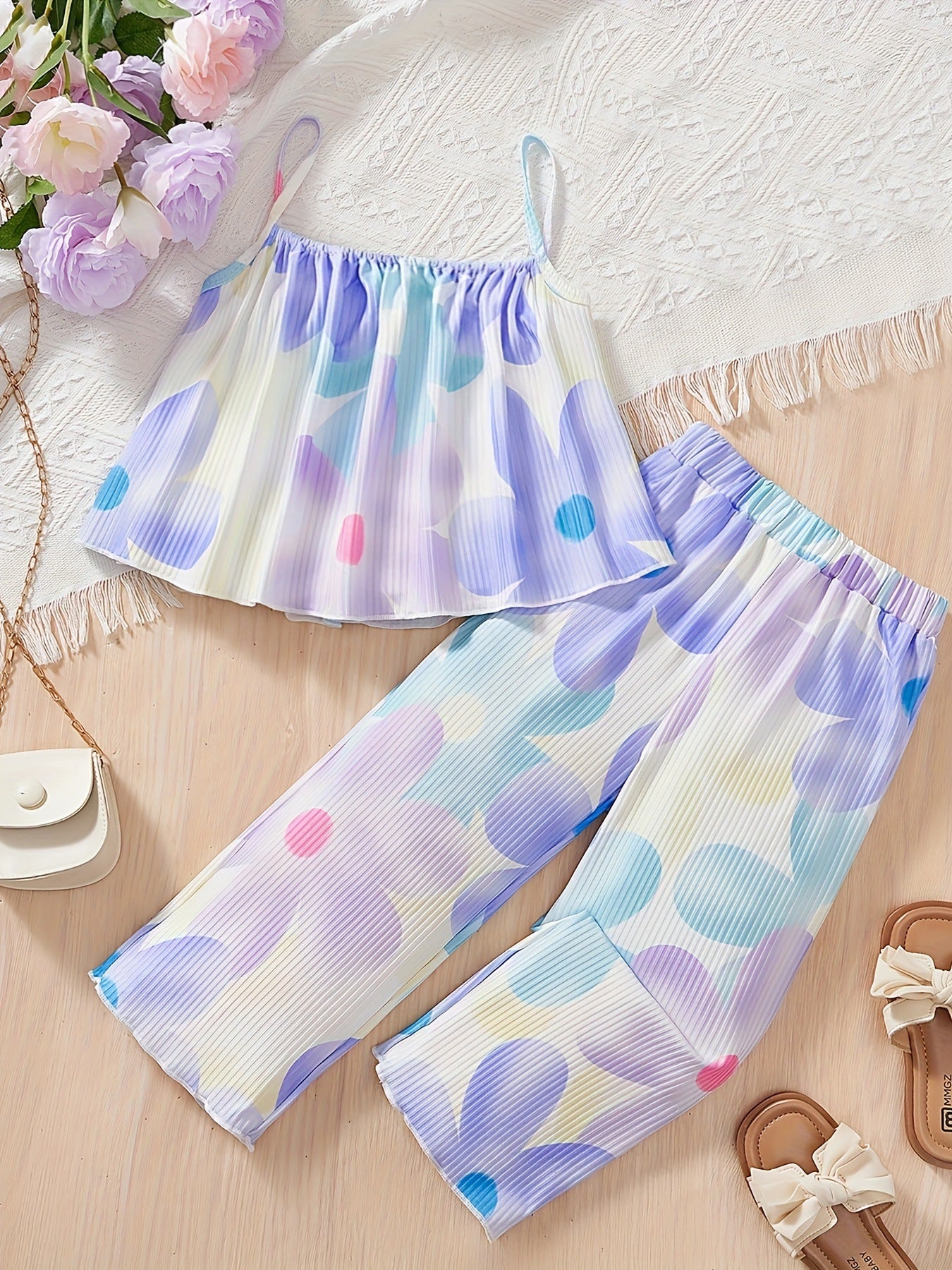 Eboo Girls Printed Top with Trousers - Clothing Set for Girls