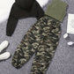 Eboo Tween Girl Solid High-low Hem Hoodie & Camo Print Pants & Tank Top