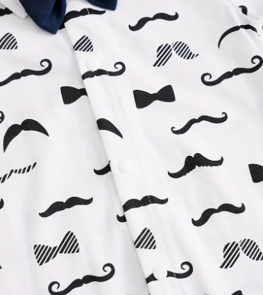 Eboo Baby Boy Casual Cute Bow Tie Cotton Onesie With Mustache Print For Summer Holiday Party