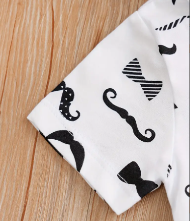 Eboo Baby Boy Casual Cute Bow Tie Cotton Onesie With Mustache Print For Summer Holiday Party
