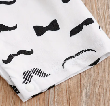 Eboo Baby Boy Casual Cute Bow Tie Cotton Onesie With Mustache Print For Summer Holiday Party