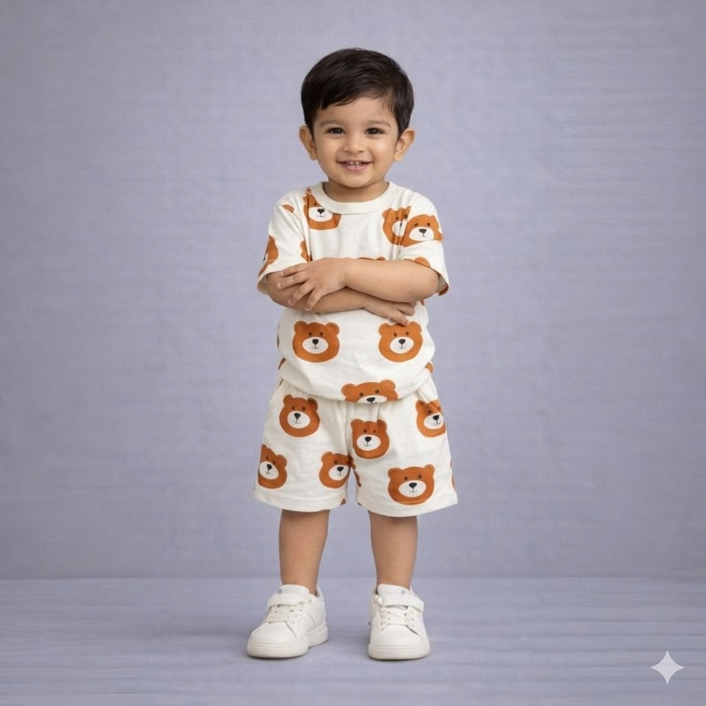 Eboo Boys Bear Printed Dress 2PCS SET