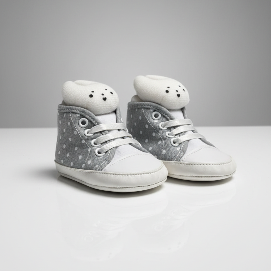 Eboo Grey Polka Dot Bunny Shoes