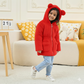 Eboo Girls Winter Warm Hooded Faux Fur Jacket with Cute Ear Design (Red)