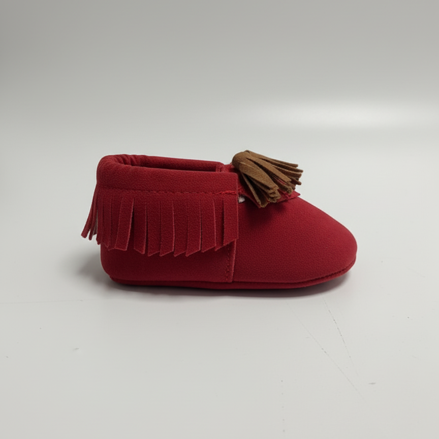 Eboo Infant Fringe Moccasins, Red