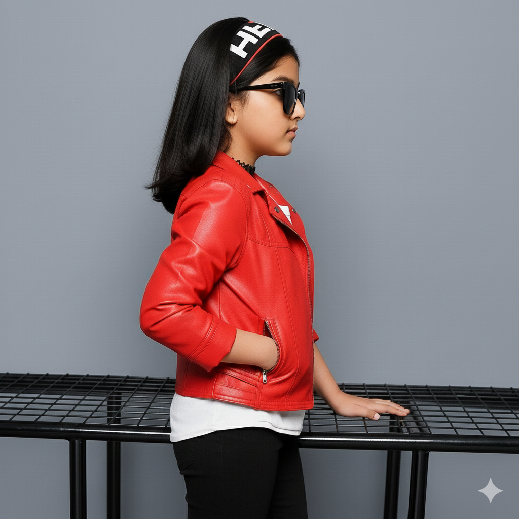 Eboo Faux Leather Jackets Children's Zip Up Motorcycle Short PU Moto Biker Jacket
