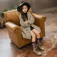Eboo Classic Checkered Long Winter Coat (Brown)