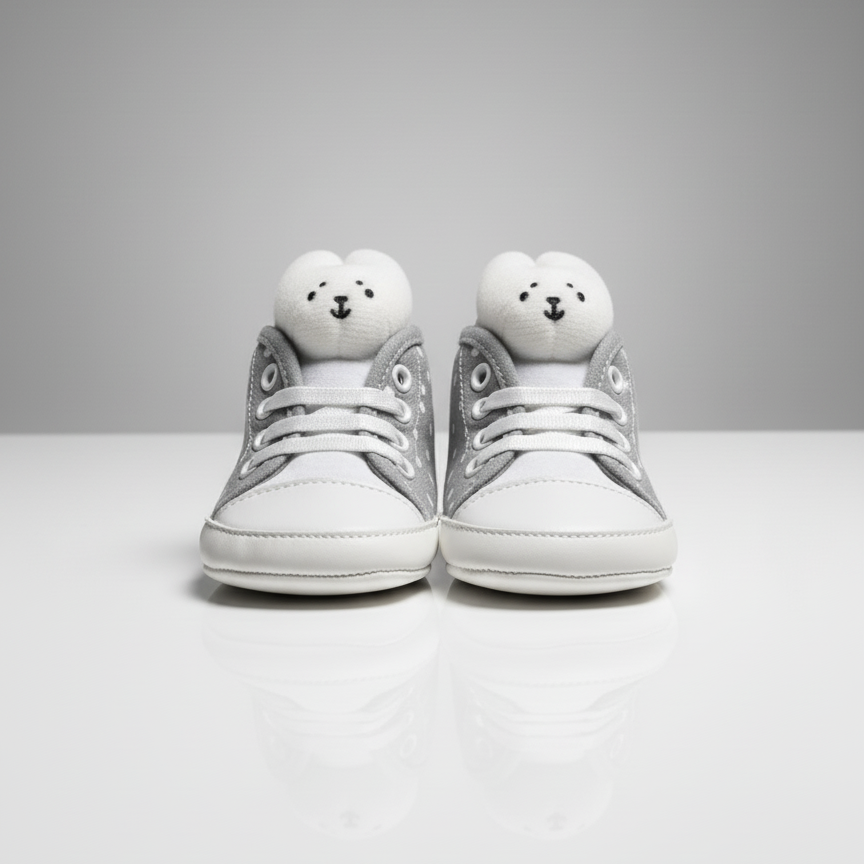 Eboo Grey Polka Dot Bunny Shoes