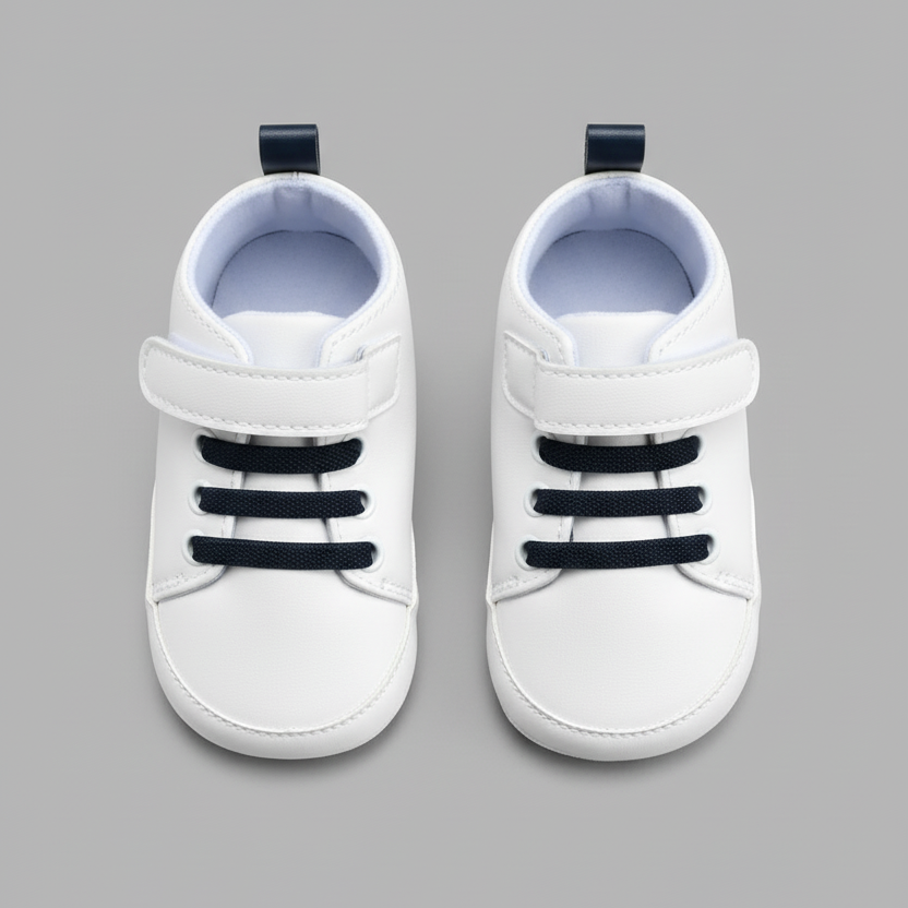 Eboo White Baby Sneakers with Black Laces