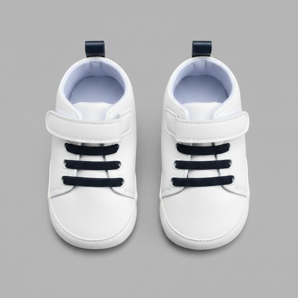 Eboo White Baby Sneakers with Black Laces