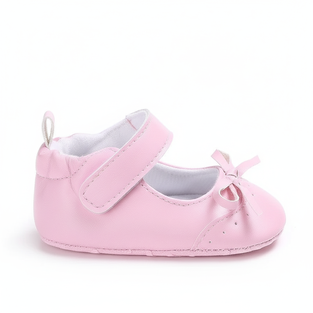 Eboo Infant Pink Bow Strap Crib Shoes