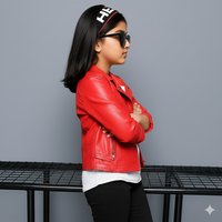 Eboo Faux Leather Jackets Children's Zip Up Motorcycle Short PU Moto Biker Jacket