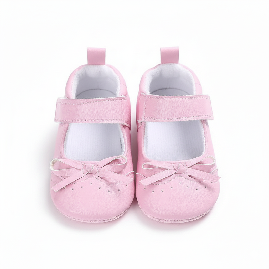 Eboo Infant Pink Bow Strap Crib Shoes