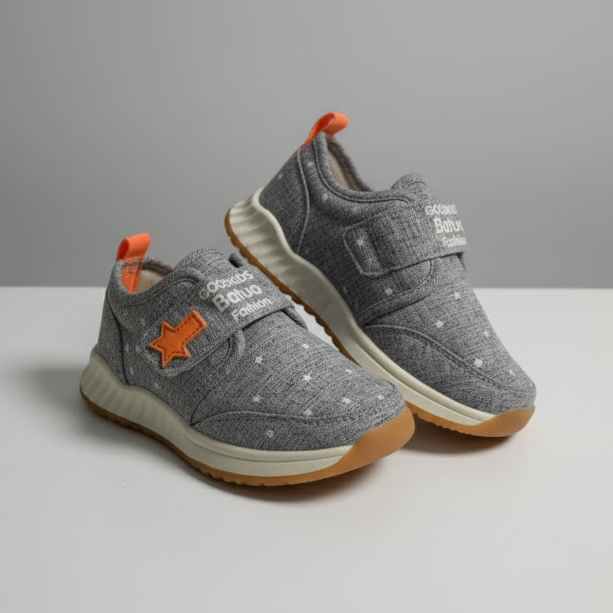 Eboo  Fashion Star-Print Toddler Sneakers (Grey/Orange)