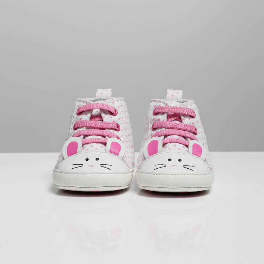 Eboo Girls White Polka Dot Bunny Face Shoes
