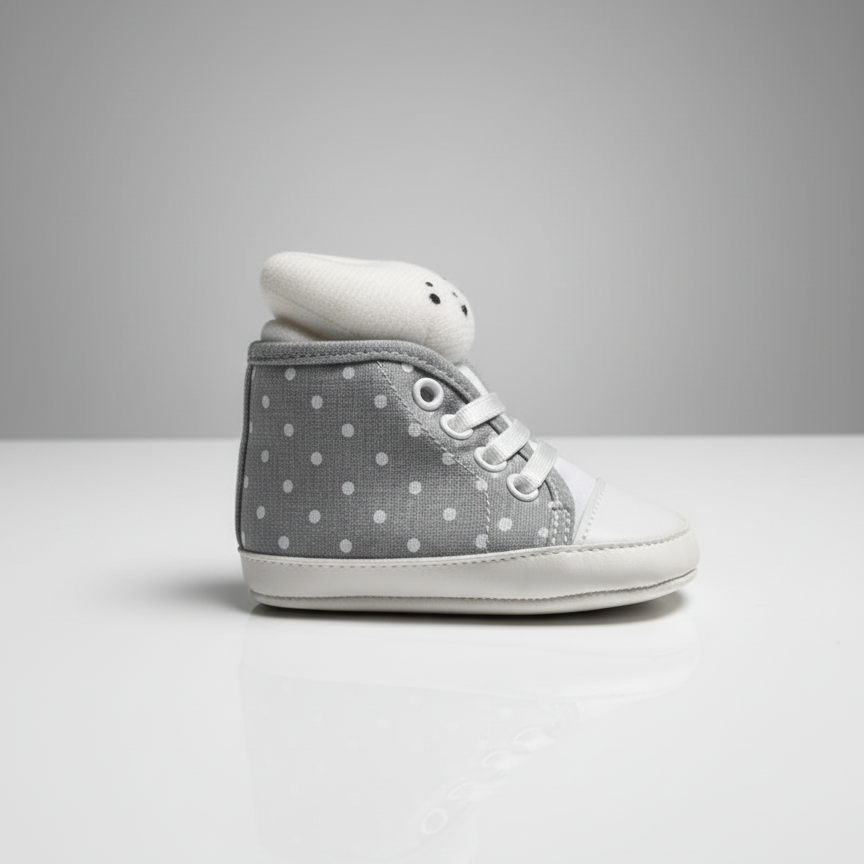 Eboo Grey Polka Dot Bunny Shoes