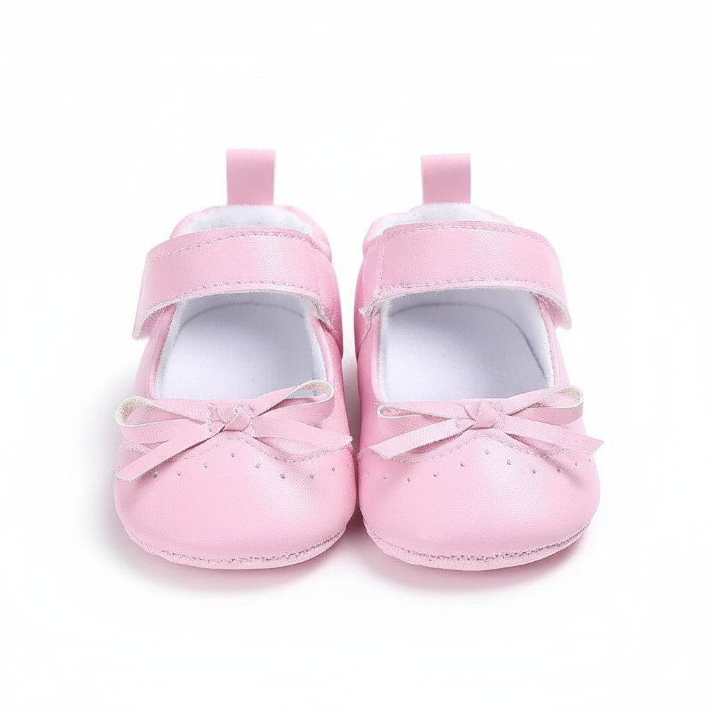 Eboo Infant Pink Bow Strap Crib Shoes