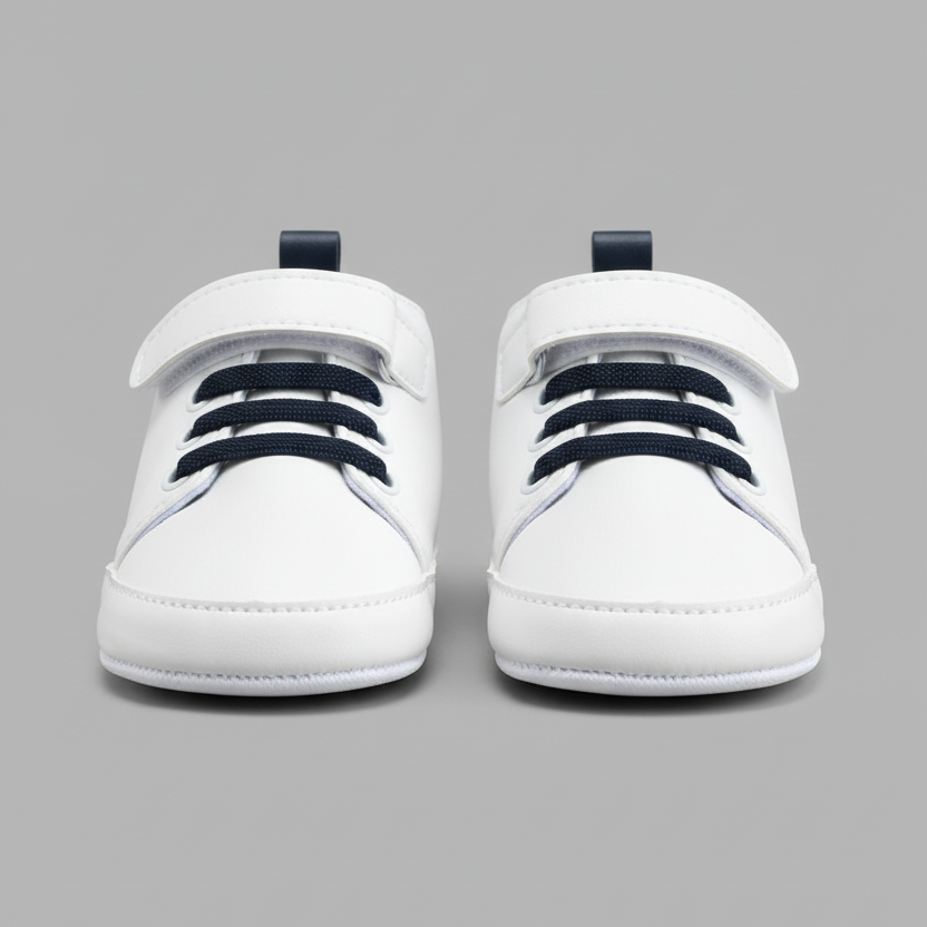 Eboo White Baby Sneakers with Black Laces