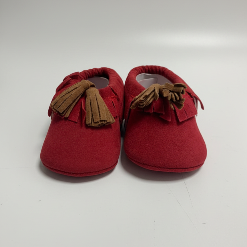 Eboo Infant Fringe Moccasins, Red