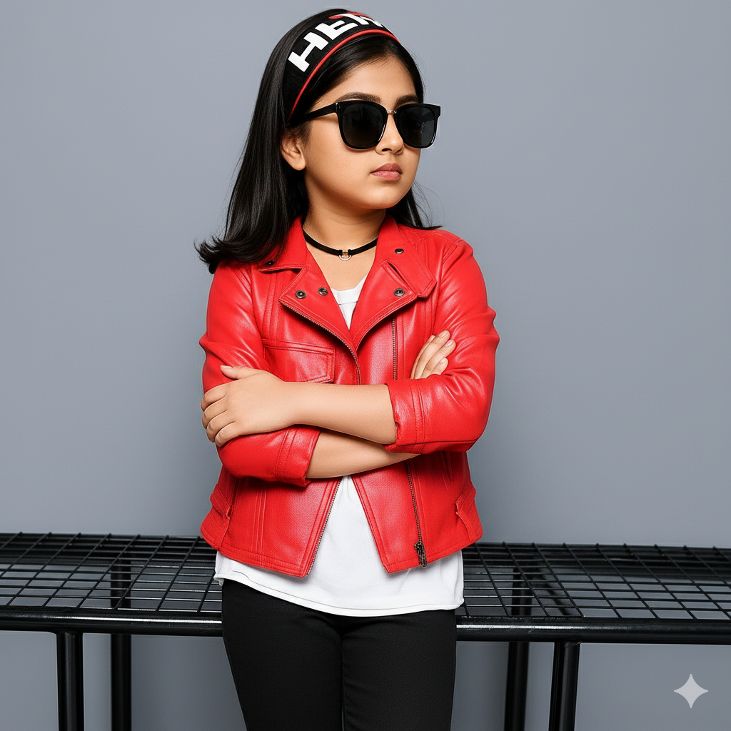 Eboo Faux Leather Jackets Children's Zip Up Motorcycle Short PU Moto Biker Jacket