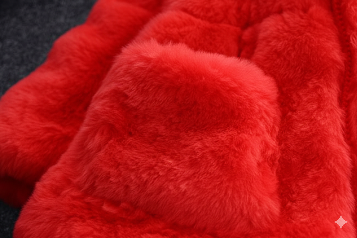 Eboo Girls Winter Warm Hooded Faux Fur Jacket with Cute Ear Design (Red)