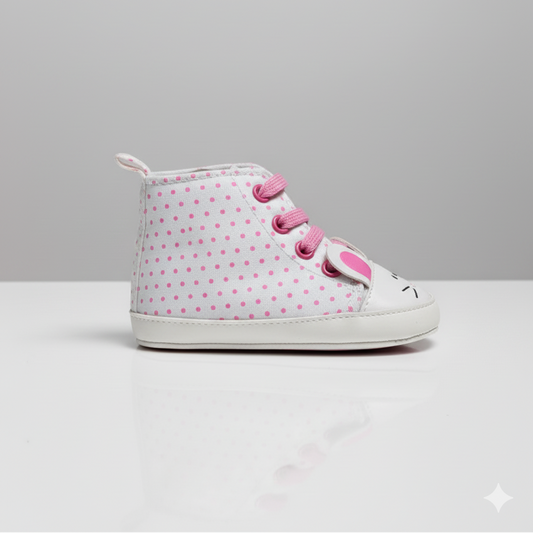 Eboo Girls White Polka Dot Bunny Face Shoes