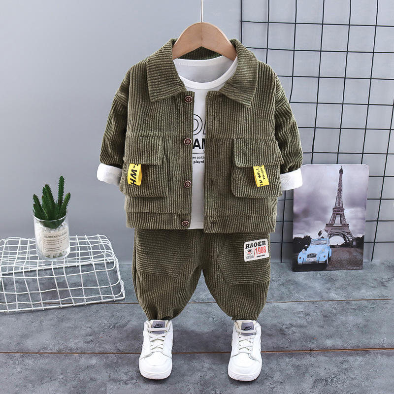 Baby Boy’s Green Corduroy Jacket & Pants Set
