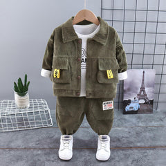 Baby Boy’s Green Corduroy Jacket & Pants Set