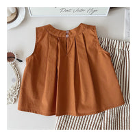 Eboo Bear Leader Vest?? Wide Leg Pants Summer Dress Set (BROWN)