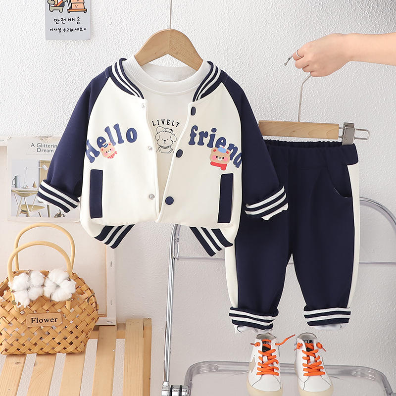 Eboo 3-Piece Varsity Jacket Set - Snap-Button Coat & Graphic Tee