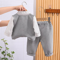 Eboo Boys Waistcoat with Striped Shirt and Trousers Set