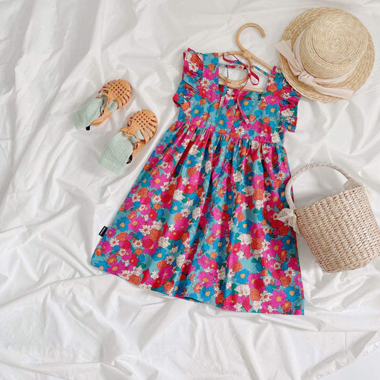 SUMMER GIRLS SWEET MULTI FLOWERS DRESS