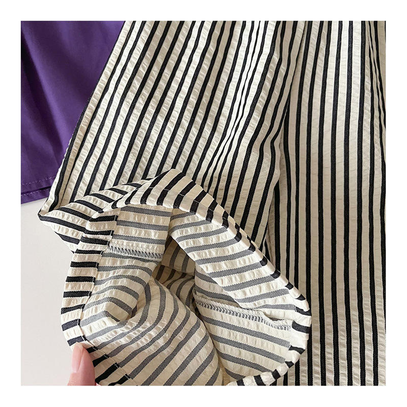 Eboo Bear Leader Vest+Striped Wide Leg Pants Summer Dress Set (PURPLE)